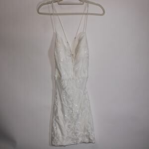 Windsor White Sequined Mini Dress With A Racerback Design